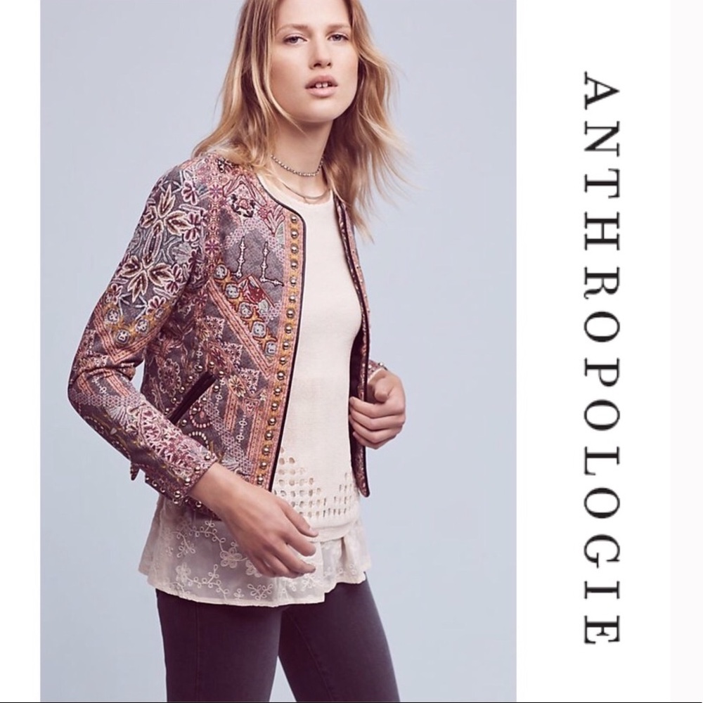 Anthropologie Hemant Nandita Studded Quilt Jacket